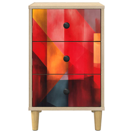 Wooden Bedside Cabinet 36cm Wide With 3 Drawers - Heesch