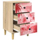 Wooden Bedside Cabinet 36cm Wide With 3 Drawers in Set Of 2 - Aachen