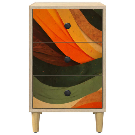 Wooden Bedside Cabinet 36cm Wide With 3 Drawers in Set Of 2 - Bonn