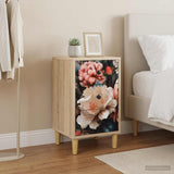 Wooden Bedside Cabinet 36cm Wide With 3 Drawers in Set Of 2 - Borne
