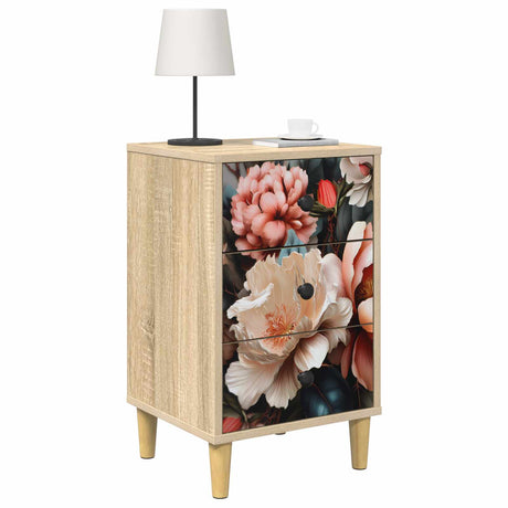 Wooden Bedside Cabinet 36cm Wide With 3 Drawers in Set Of 2 - Borne