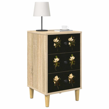 Wooden Bedside Cabinet 36cm Wide With 3 Drawers in Set Of 2 - Bremen