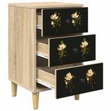 Wooden Bedside Cabinet 36cm Wide With 3 Drawers in Set Of 2 - Bremen
