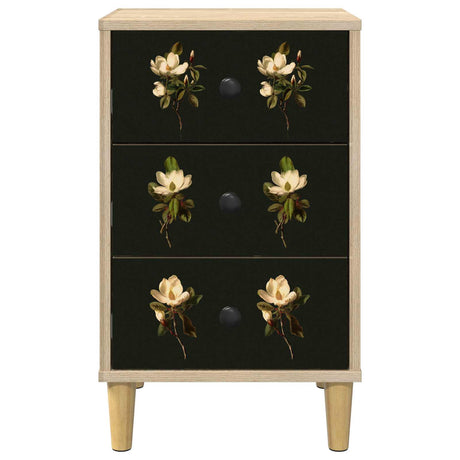 Wooden Bedside Cabinet 36cm Wide With 3 Drawers in Set Of 2 - Bremen