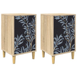 Wooden Bedside Cabinet 36cm Wide With 3 Drawers in Set Of 2 - Dokkum
