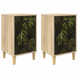 Wooden Bedside Cabinet 36cm Wide With 3 Drawers in Set Of 2 - Elburg