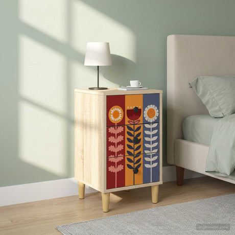 Wooden Bedside Cabinet 36cm Wide With 3 Drawers in Set Of 2 - Essen