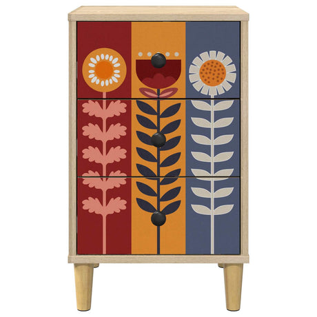 Wooden Bedside Cabinet 36cm Wide With 3 Drawers in Set Of 2 - Essen