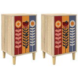 Wooden Bedside Cabinet 36cm Wide With 3 Drawers in Set Of 2 - Essen