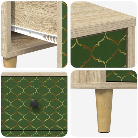 Wooden Bedside Cabinet 36cm Wide With 3 Drawers in Set Of 2 - Geleen