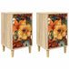 Wooden Bedside Cabinet 36cm Wide With 3 Drawers in Set Of 2 - Gennep