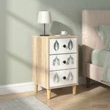 Wooden Bedside Cabinet 36cm Wide With 3 Drawers in Set Of 2 - Hanau