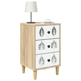 Wooden Bedside Cabinet 36cm Wide With 3 Drawers in Set Of 2 - Hanau