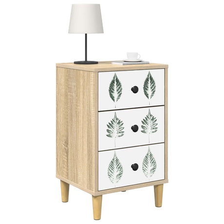 Wooden Bedside Cabinet 36cm Wide With 3 Drawers in Set Of 2 - Hanau