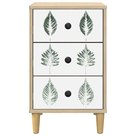 Wooden Bedside Cabinet 36cm Wide With 3 Drawers in Set Of 2 - Hanau
