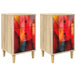 Wooden Bedside Cabinet 36cm Wide With 3 Drawers in Set Of 2 - Heesch
