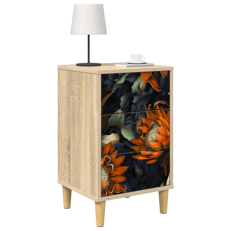 Wooden Bedside Cabinet 36cm Wide With 3 Drawers in Set Of 2 - Lochem