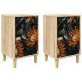 Wooden Bedside Cabinet 36cm Wide With 3 Drawers in Set Of 2 - Lochem