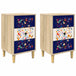 Wooden Bedside Cabinet 36cm Wide With 3 Drawers in Set Of 2 - Mainz