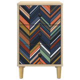 Wooden Bedside Cabinet 36cm Wide With 3 Drawers in Set Of 2 - Ommen