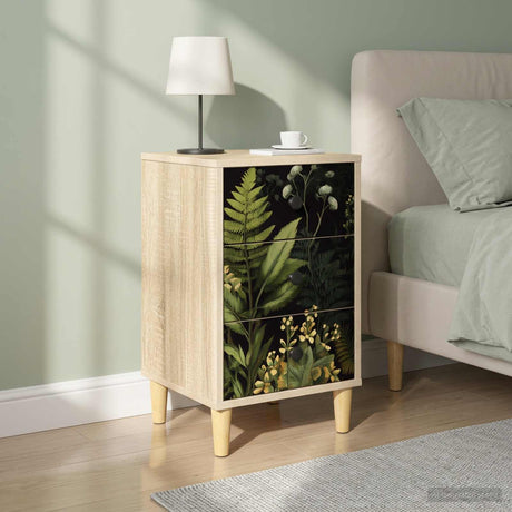 Wooden Bedside Cabinet 36cm Wide With 3 Drawers in Set Of 2 - Rhenen