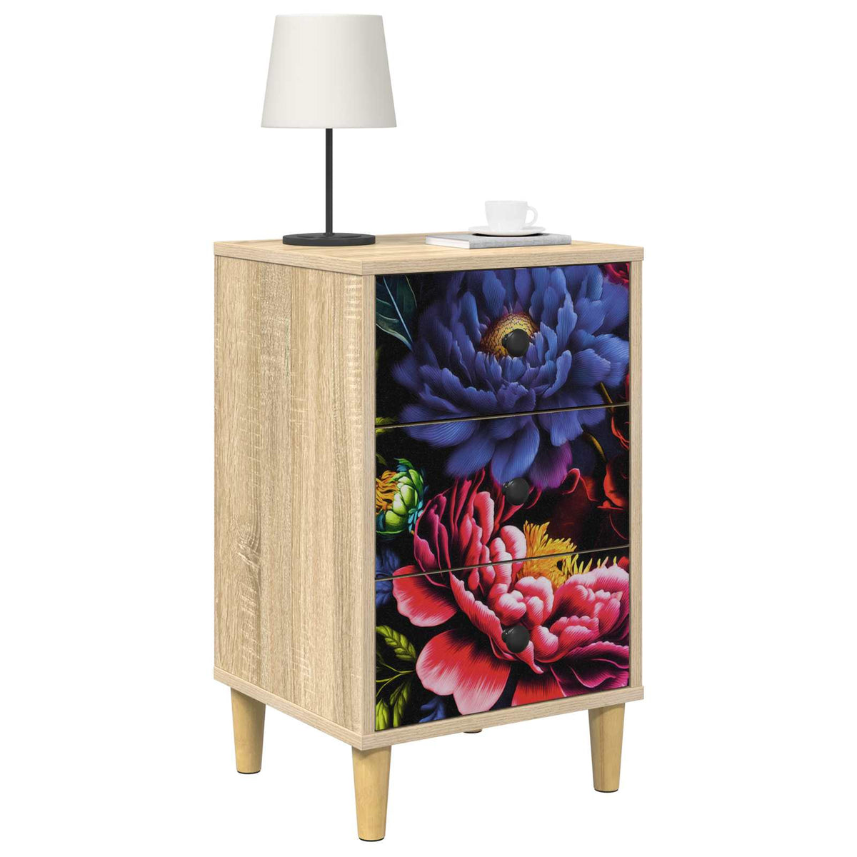 Wooden Bedside Cabinet 36cm Wide With 3 Drawers - Kiel