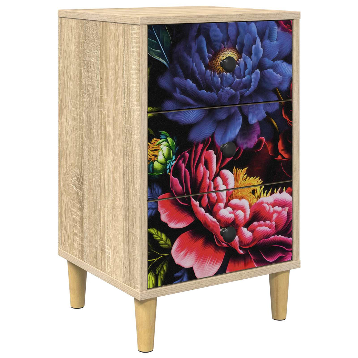 Wooden Bedside Cabinet 36cm Wide With 3 Drawers - Kiel