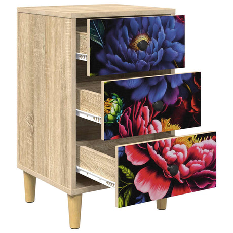 Wooden Bedside Cabinet 36cm Wide With 3 Drawers - Kiel