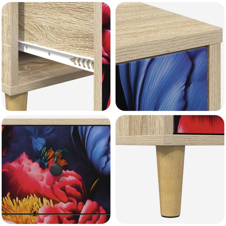 Wooden Bedside Cabinet 36cm Wide With 3 Drawers - Kiel