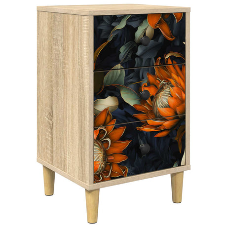Wooden Bedside Cabinet 36cm Wide With 3 Drawers - Lochem