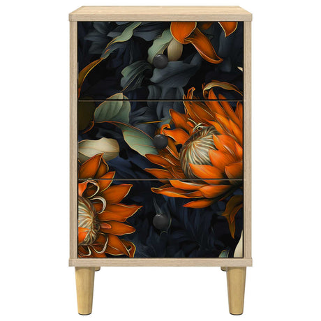 Wooden Bedside Cabinet 36cm Wide With 3 Drawers - Lochem