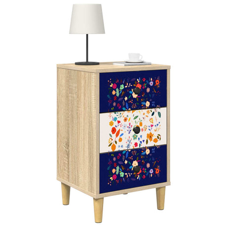 Wooden Bedside Cabinet 36cm Wide With 3 Drawers - Mainz