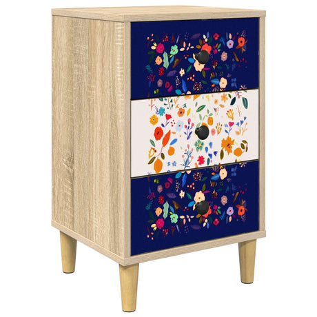 Wooden Bedside Cabinet 36cm Wide With 3 Drawers - Mainz