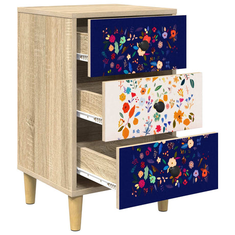 Wooden Bedside Cabinet 36cm Wide With 3 Drawers - Mainz