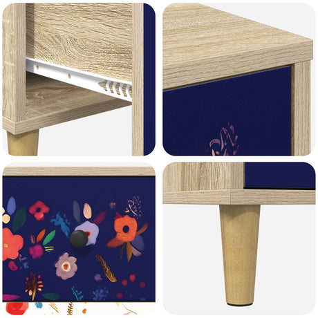 Wooden Bedside Cabinet 36cm Wide With 3 Drawers - Mainz