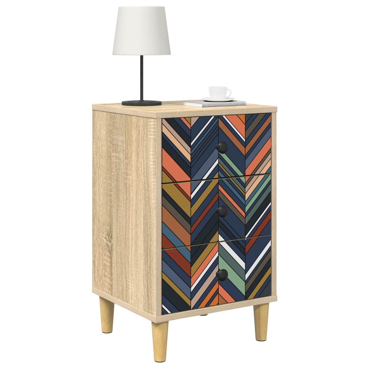 Wooden Bedside Cabinet 36cm Wide With 3 Drawers - Ommen