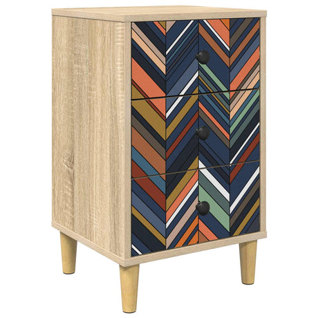 Wooden Bedside Cabinet 36cm Wide With 3 Drawers - Ommen