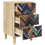 Wooden Bedside Cabinet 36cm Wide With 3 Drawers - Ommen