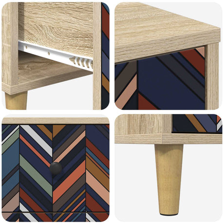 Wooden Bedside Cabinet 36cm Wide With 3 Drawers - Ommen