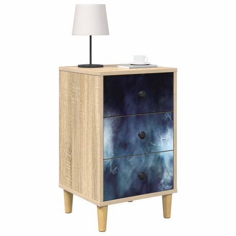 Wooden Bedside Cabinet 36cm Wide With 3 Drawers - Raalte