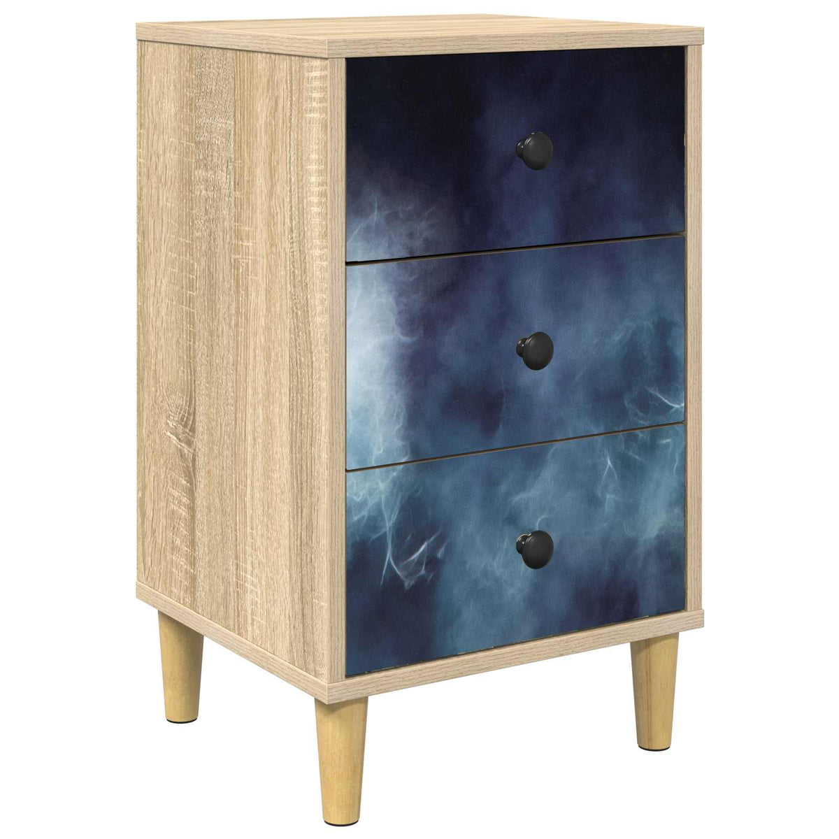 Wooden Bedside Cabinet 36cm Wide With 3 Drawers - Raalte