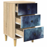 Wooden Bedside Cabinet 36cm Wide With 3 Drawers - Raalte