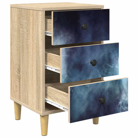 Wooden Bedside Cabinet 36cm Wide With 3 Drawers - Raalte