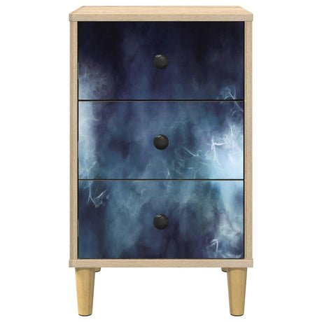 Wooden Bedside Cabinet 36cm Wide With 3 Drawers - Raalte
