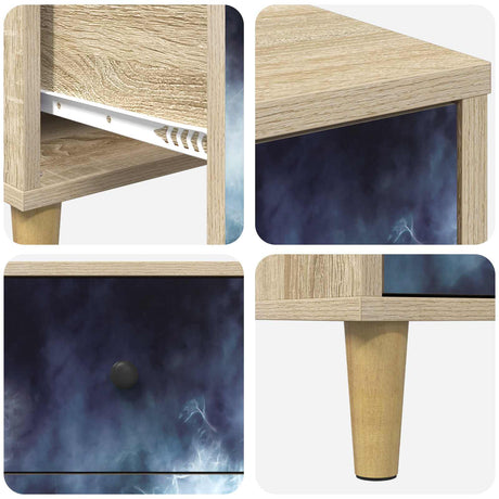 Wooden Bedside Cabinet 36cm Wide With 3 Drawers - Raalte