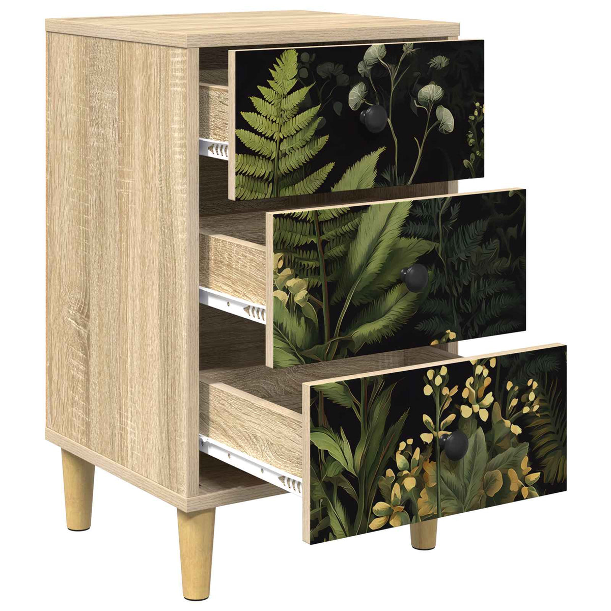 Wooden Bedside Cabinet 36cm Wide With 3 Drawers - Rhenen