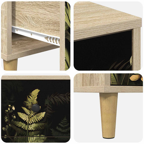 Wooden Bedside Cabinet 36cm Wide With 3 Drawers - Rhenen