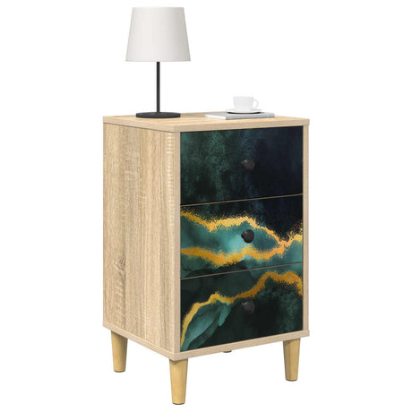 Wooden Bedside Cabinet 36cm Wide With 3 Drawers - Wijhe