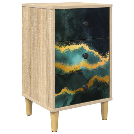 Wooden Bedside Cabinet 36cm Wide With 3 Drawers - Wijhe