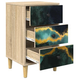 Wooden Bedside Cabinet 36cm Wide With 3 Drawers - Wijhe